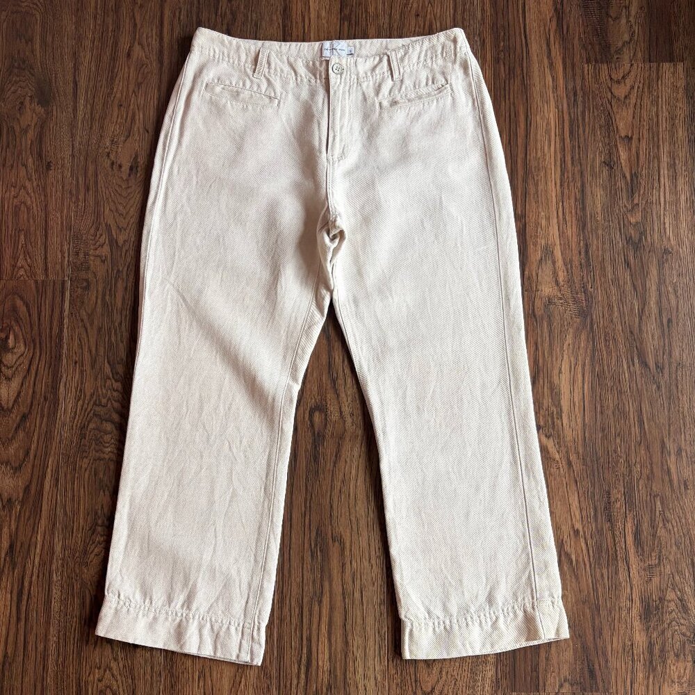 Calvin Klein linen pants 8 cream cropped